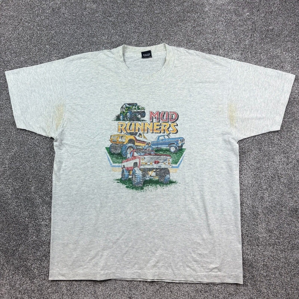 Vintage Mud Runners Shirt Mens 2XL Gray Off Roading Racing Mudding Jeep Trucks